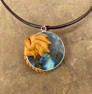 Guardian Labradorite Dragon Necklace (Custom Paint)