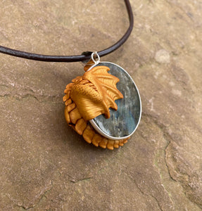 Guardian Labradorite Dragon Necklace (Custom Paint)