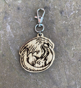 Snoozing Dragon Engraved Wooden Charm