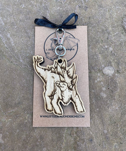 Happy Stegosaurus Wooden Engraved Charm