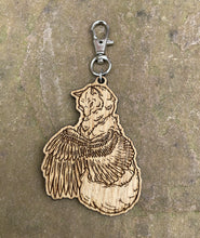 Load image into Gallery viewer, Winged Wolf Engraved Wooden Charm