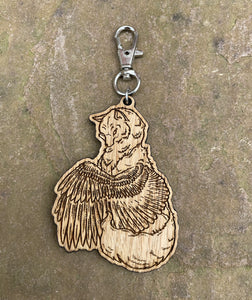 Winged Wolf Engraved Wooden Charm