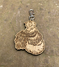 Load image into Gallery viewer, Winged Wolf Engraved Wooden Charm