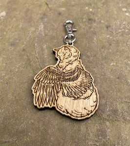 Winged Wolf Engraved Wooden Charm