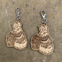 Load image into Gallery viewer, Winged Wolf Engraved Wooden Charm