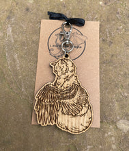 Load image into Gallery viewer, Winged Wolf Engraved Wooden Charm
