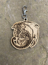 Load image into Gallery viewer, D20 Dragon Engraved Wooden Charm