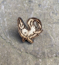 Load image into Gallery viewer, Happy Mosasaur Wooden  Pin Badge