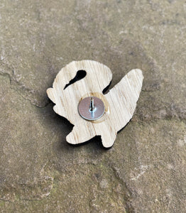 Happy Mosasaur Wooden  Pin Badge