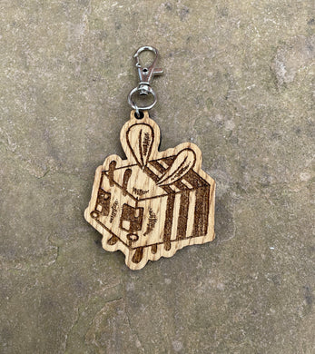 Adorable Bee Wooden Engraved Keyring Charm