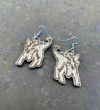 Load image into Gallery viewer, Stegosaurus Engraved Wooden Earrings