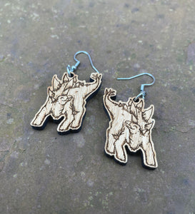 Stegosaurus Engraved Wooden Earrings