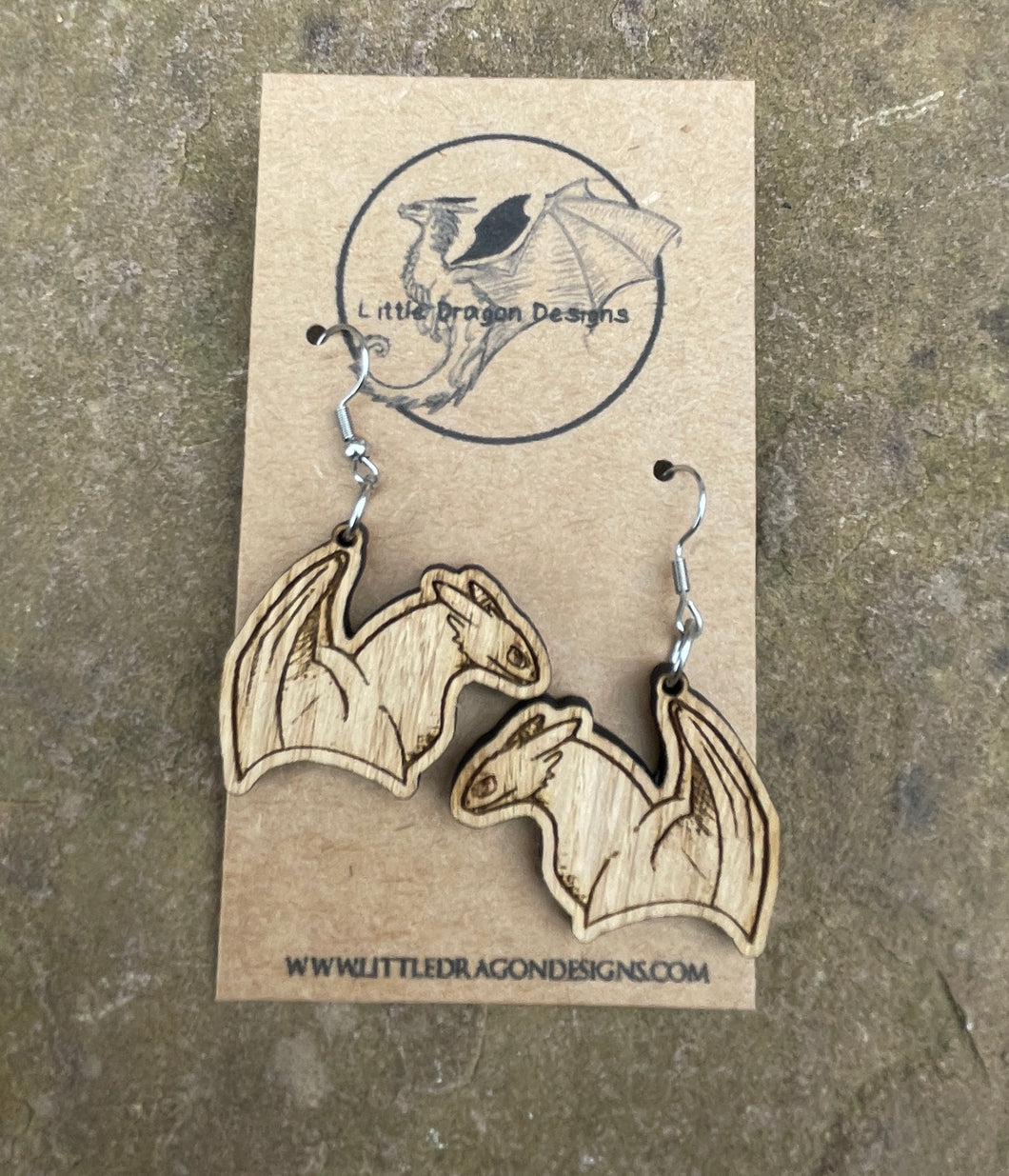 Toothless Bust Wooden Engraved Earrings