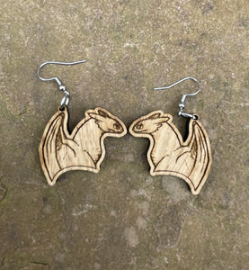Toothless Bust Wooden Engraved Earrings