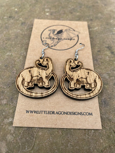 Diplodocus Engraved Wooden Earrings