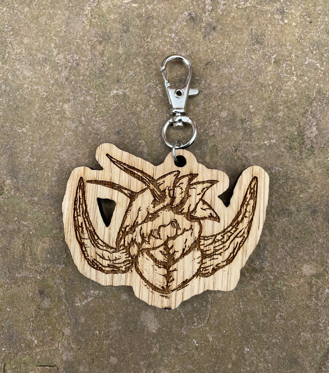 Aggron Wooden Engraved Keyring Charm