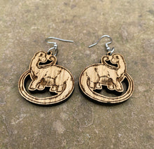 Load image into Gallery viewer, Diplodocus Engraved Wooden Earrings