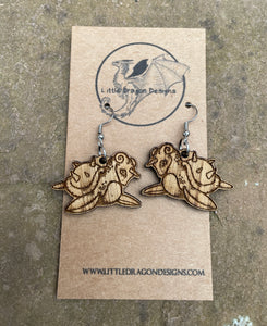 Lapras Engraved Wooden Earrings