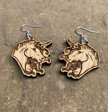 Load image into Gallery viewer, Unicorn Bust Wooden Engraved Earrings