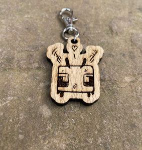 Bee Love Wooden Engraved Keyring Charm