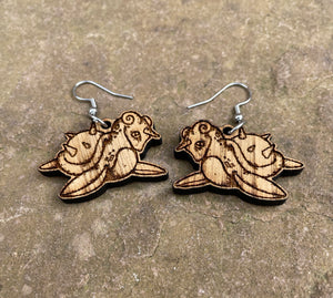Lapras Engraved Wooden Earrings