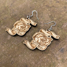 Load image into Gallery viewer, Let&#39;s Roll D20 Dice Dragon Wooden Engraved Earrings