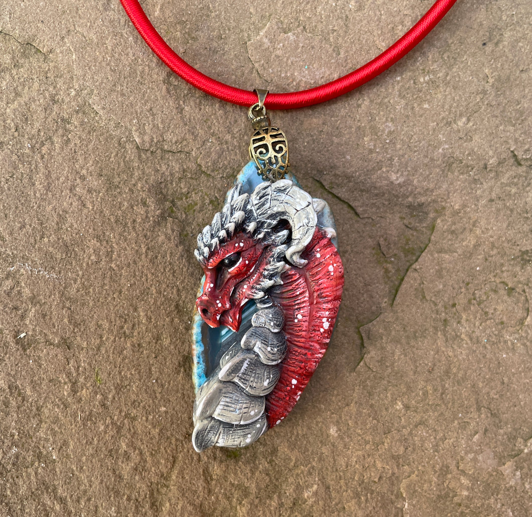Noble Red Dragon Agate Pendant