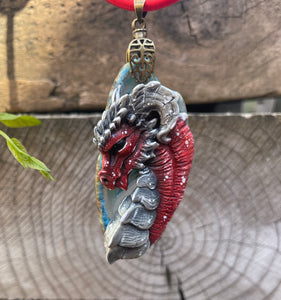 Noble Red Dragon Agate Pendant