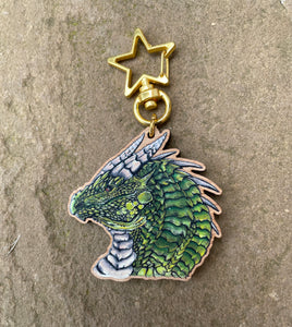 Green Dragon Cherry Wood Charm