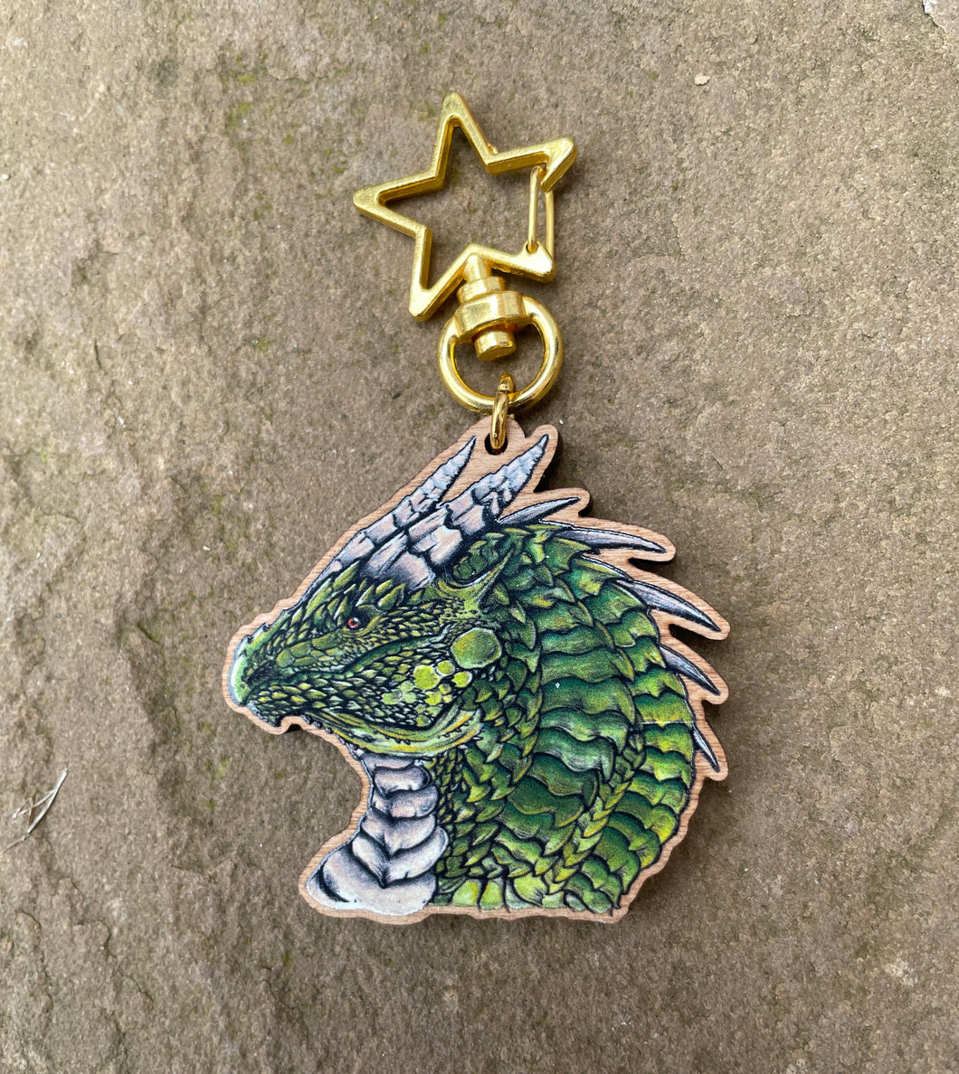 Green Dragon Cherry Wood Charm