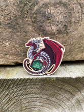 Load image into Gallery viewer, D20 Dragon Wooden Pin