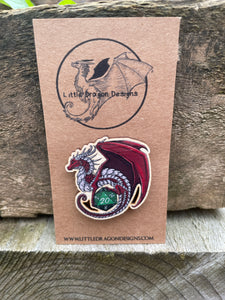 D20 Dragon Wooden Pin