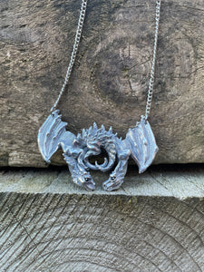 Dragon Embrace Pewter Pendant