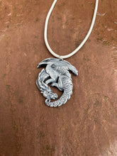 Load image into Gallery viewer, Winter Guardian Dragon Hand-Painted pewter pendant and box