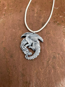 Winter Guardian Dragon Hand-Painted pewter pendant and box