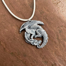 Load image into Gallery viewer, Choose your Colours: Guardian Dragon Pewter Pendant