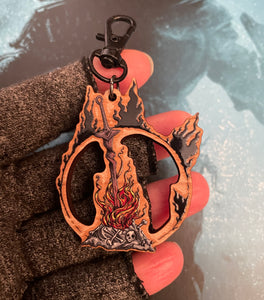 Dark Sign Bonfire Printed Cherry Wood Charm