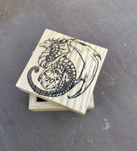 Load image into Gallery viewer, Winter Guardian Dragon Hand-Painted pewter pendant and box