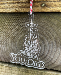 Bonfire 'You Died' Acrylic Decoration