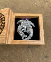 Load image into Gallery viewer, Engraved Box and Pewter Dragon Necklace Gift Set