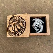 Load image into Gallery viewer, Engraved Box and Pewter Dragon Necklace Gift Set