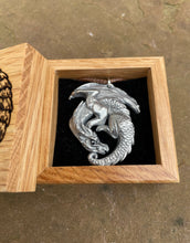 Load image into Gallery viewer, Engraved Box and Pewter Dragon Necklace Gift Set