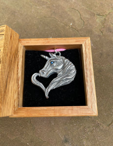 Engraved Box and Pewter Unicorn Necklace Gift Set