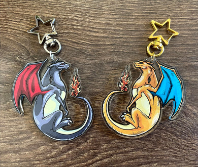 Charizard Double Sided Clear Acrylic Charm