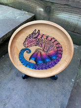 Load image into Gallery viewer, Sleepy Sunset Dragon Handpainted Wooden Trinket Dish