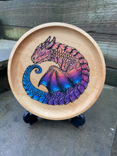 Load image into Gallery viewer, Sleepy Sunset Dragon Handpainted Wooden Trinket Dish