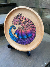Load image into Gallery viewer, Sleepy Sunset Dragon Handpainted Wooden Trinket Dish