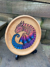 Load image into Gallery viewer, Sleepy Sunset Dragon Handpainted Wooden Trinket Dish