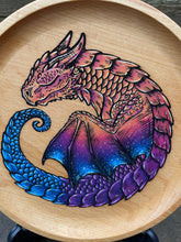 Load image into Gallery viewer, Sleepy Sunset Dragon Handpainted Wooden Trinket Dish
