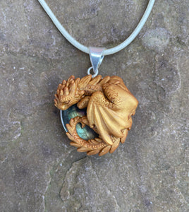 Little Labradorite Dragon Pendant (Custom Paint)